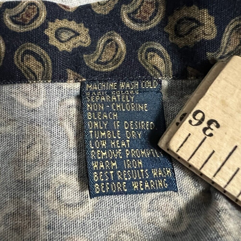Vintage 90s Chaps Ralph Lauren Shirt Mens Extra Large Blue Paisley Spellout Logo - Picture 7 of 16